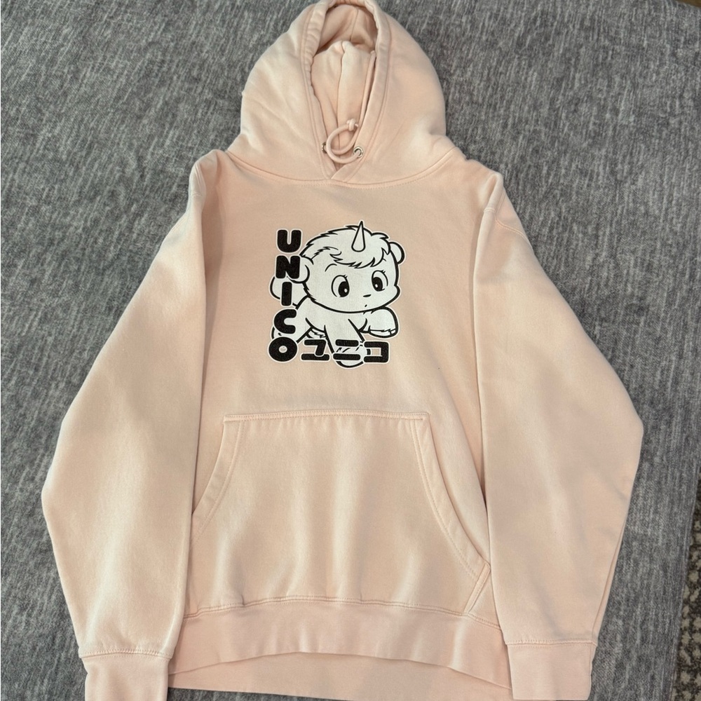 Vintage Pink Hoodie with Cartoon Graphic Unico